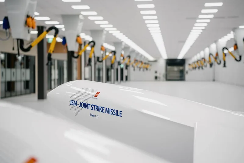 Ein Ausschnitt der präzisionsgelenkten Joint Strike Missile (JSM) des Herstellers Kongsberg.