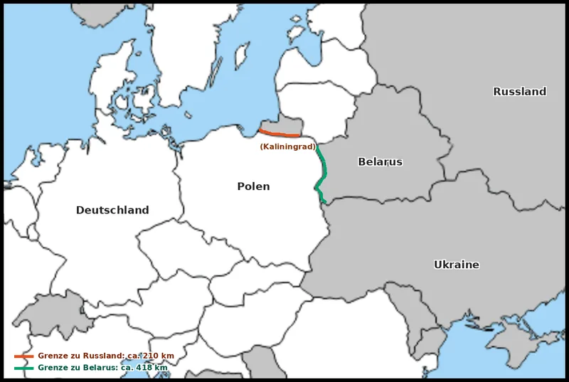 Polens Außengrenzen zu den nordöstlichen Nachbarstaaten Russland (Kaliningrad) und Belarus werden derzeit besonders geschützt.