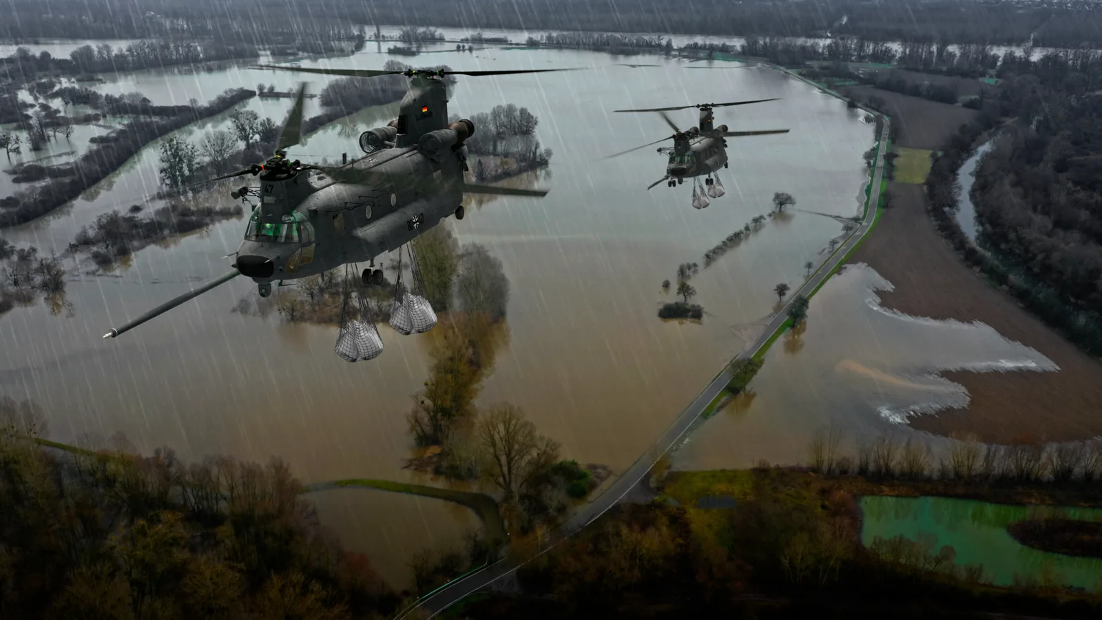 Computer-Rendering der CH-47F im zukünftigen Einsatz für die Bundeswehr.