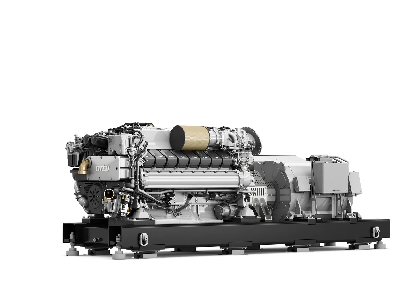Rolls-Royce Power Systems präsentiert die neuen standardisierten drehzahlvariablen mtu-Antriebsaggregate der Baureihe 2000 für kommerzielle Schiffe.