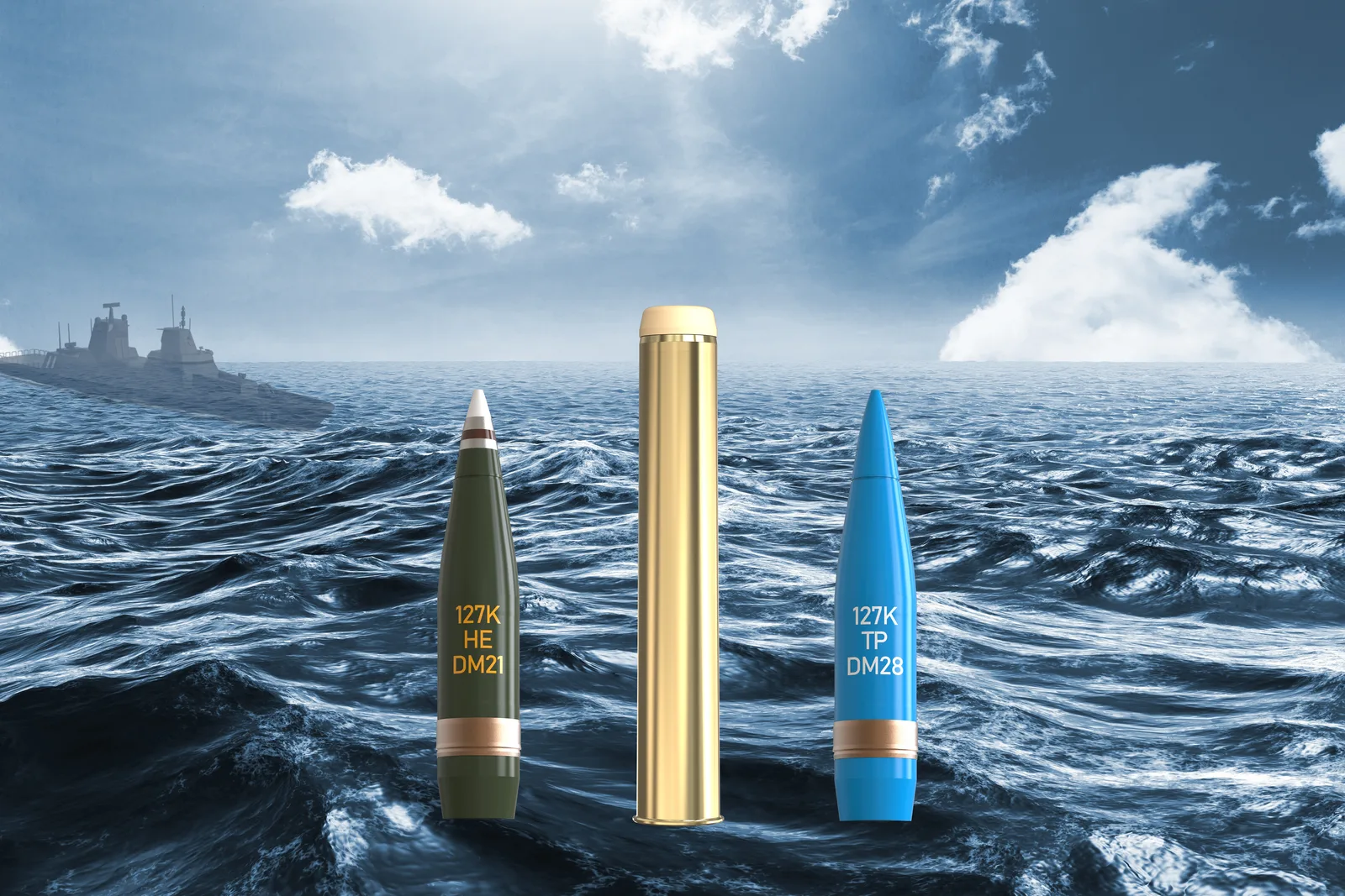 Die 127-mm-Marinemunition von Diehl Defence.