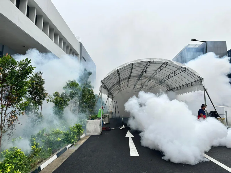 Singapore Armed Forces personnel performing dengue control measures