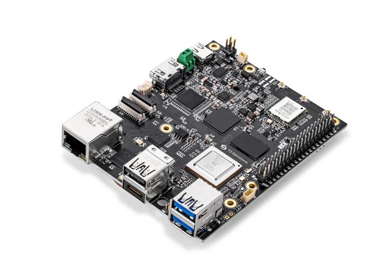 Einplatinencomputer T3 Gemstone mit Texas Instruments Prozessor, USB- und Ethernet-Schnittstellen auf einer kompakten Leiterplatte