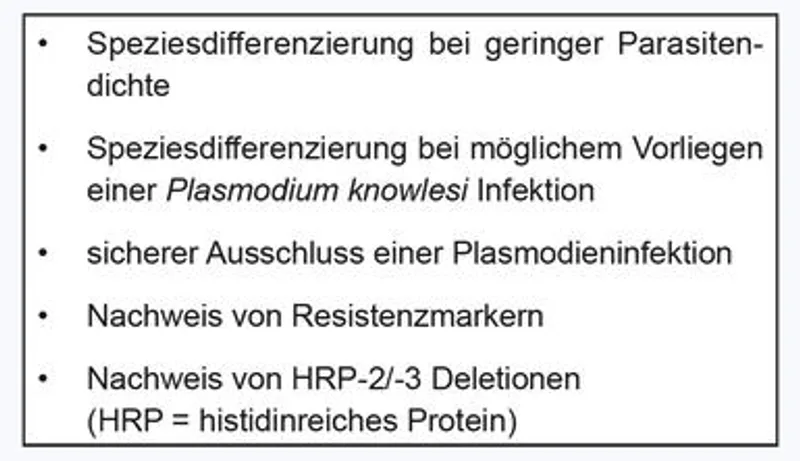 Tab. 1: Beschreibung der Indikationen für die molekulare Malariadiagnostik gemäß der aktuellen Leitlinie [47] sowie ihren Vorversionen