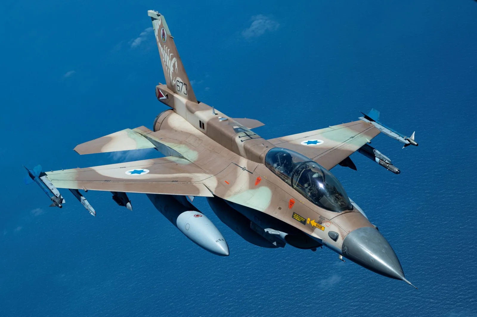A US-supplied F-16D in Israeli Air Force service. US financial support for Israel is up for renegotiation, which may lead to a decline in Israeli acquisition of US platforms.