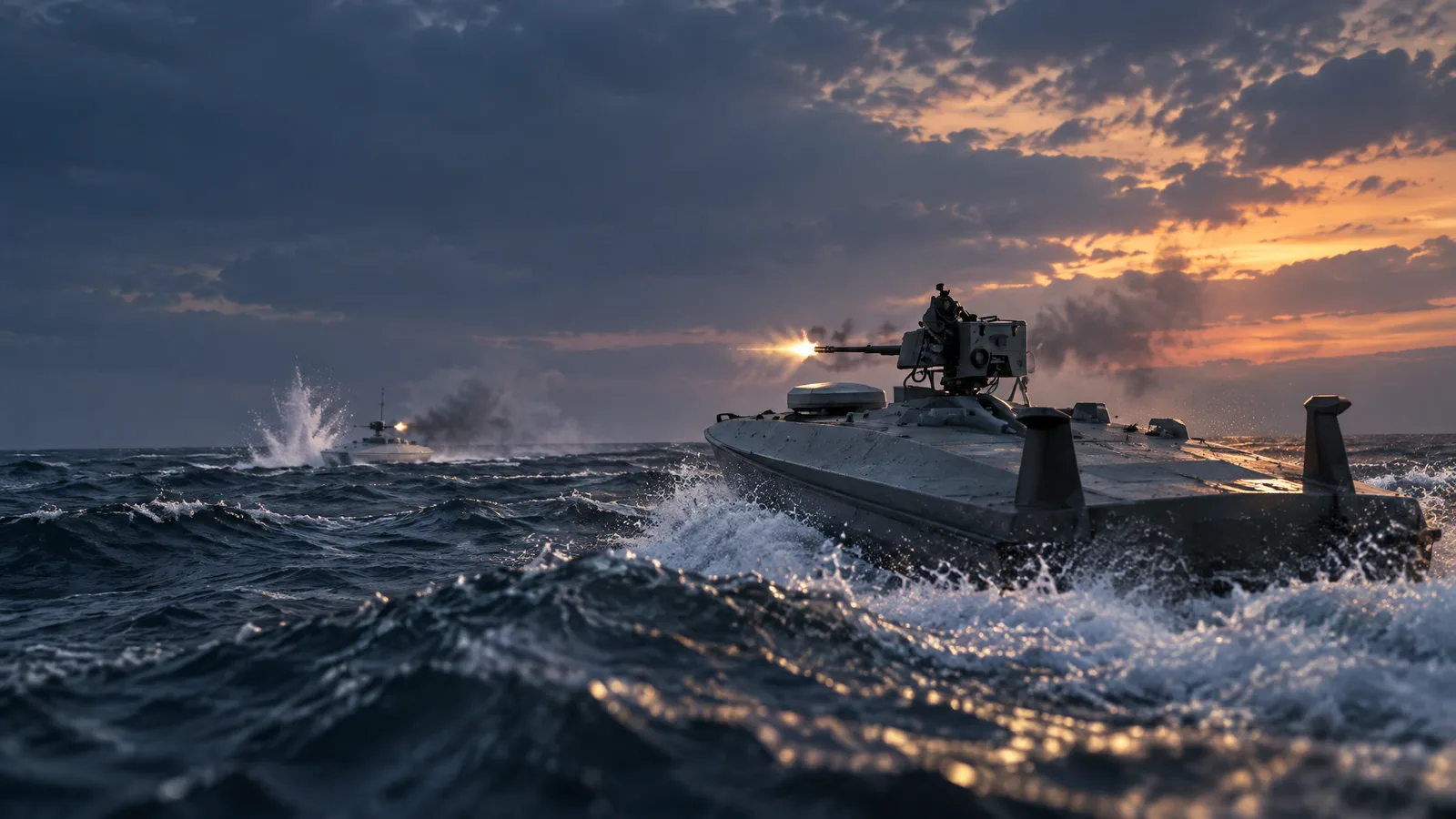 Illustration of a USV duel taking place in the Black Sea.