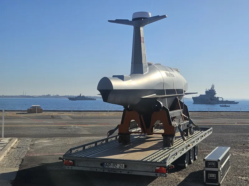 Cued and guided by UAVs, USVs were used in the serial to prosecute the frigate target. Pictured is a Portuguese Navy Barracuda USV.
