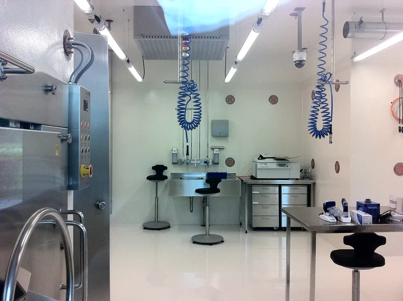 A photo showing the interior of the Spiez BSL-4 facility in 2012. BSL-4 laboratory suites are extremely costly to build and operate.