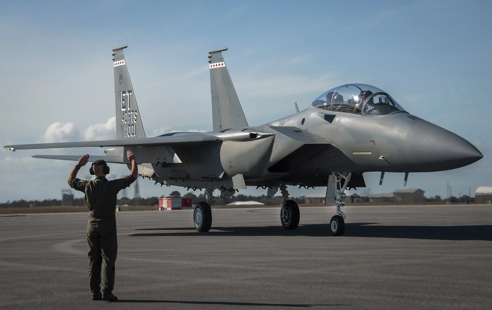 An F-15EX Eagle II arriving at Eglin Air Force Base, Florida, back in March 2021. Boeing is now under contract to produce 120 F-15EX aircraft for the USAF, which is likely to order up to 267 of the type.