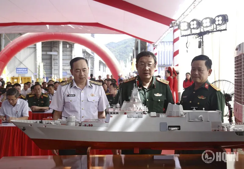 A model of the future multi-purpose anti-submarine frigate for the Vietnam People's Navy, to be manufactured by Vietnam’s Song Thu Corporation.