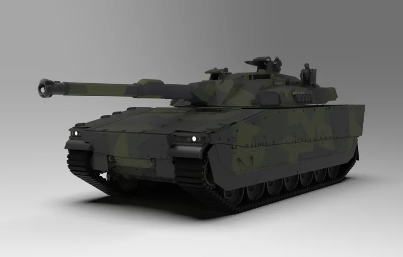 A CG render of the new CV90120 MkIV concept, equipped with a Rheinmetall L/44A1 120 mm gun.