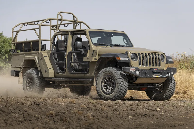 Based on a Jeep Grenadier, the Plasan Stormer is designed to be a 90% COTS light tactical vehicle solution.