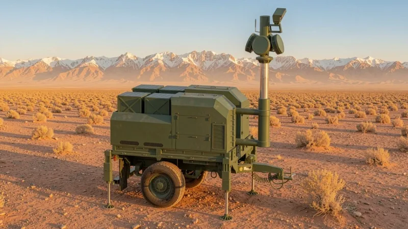 A Skapion CGI showing the company’s concept for a trailer-mounted launch system for its Hadar low-cost air defence interceptors.