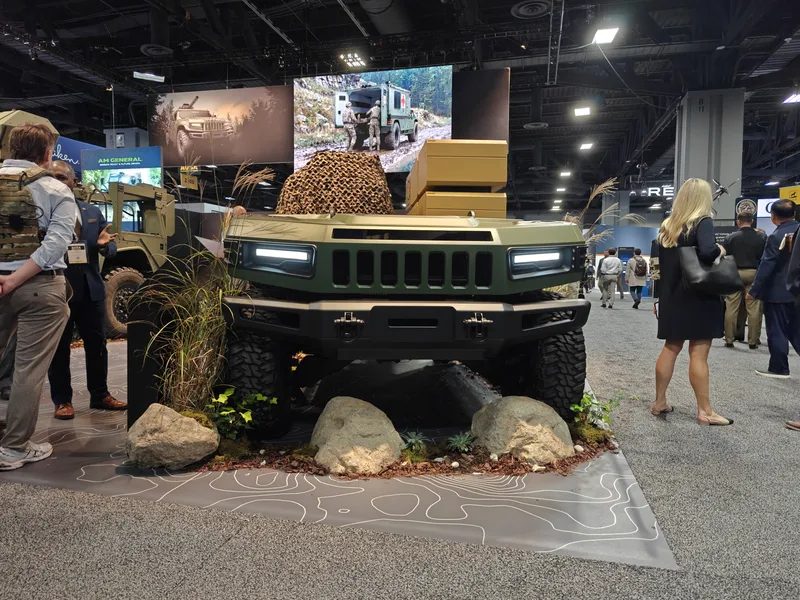 Front view of the AM General UGV displayed at AUSA 2026. (Mark Cazalet)