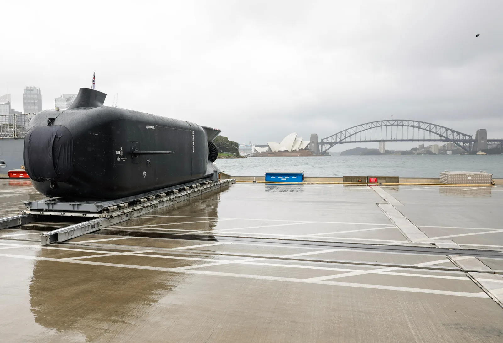 Pictured: an Anduril Ghost Shark XLAUV in Sydney. Australia has announced the development of new payloads to support Royal Australian Navy (RAN) maritime uncrewed system (MUS) operations.