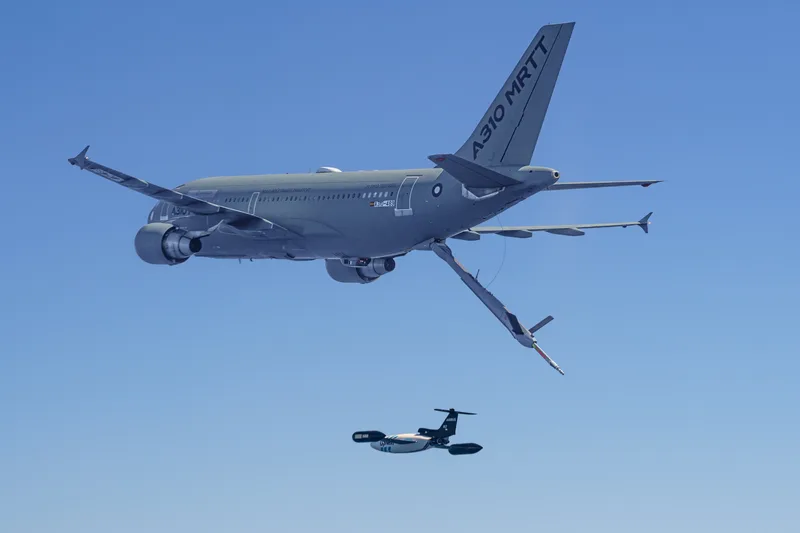 An 18-month Auto'Mate campaign used the A310 MRTT technology demonstrator to explore and develop autonomous assets air-to-air refuelling (A4R) and autonomous formation flight (AF2) operations, guiding and controlling up to eight DT-25 target drones.
