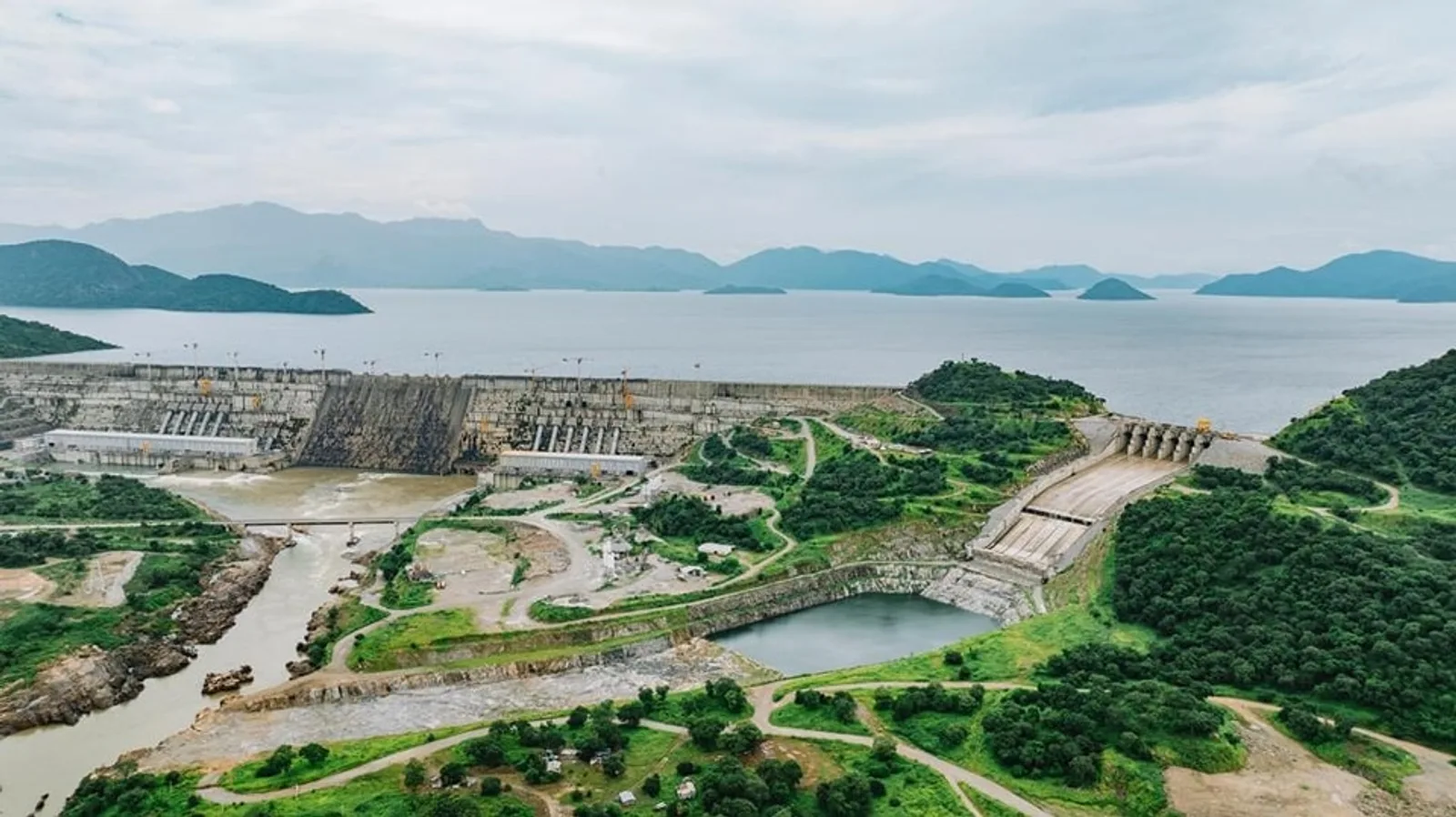 The Grand Ethiopia Renaissance Dam (GERD) after full filling in August 2024. The dam serves as symbolic geopolitical fault line running through northeast Africa.