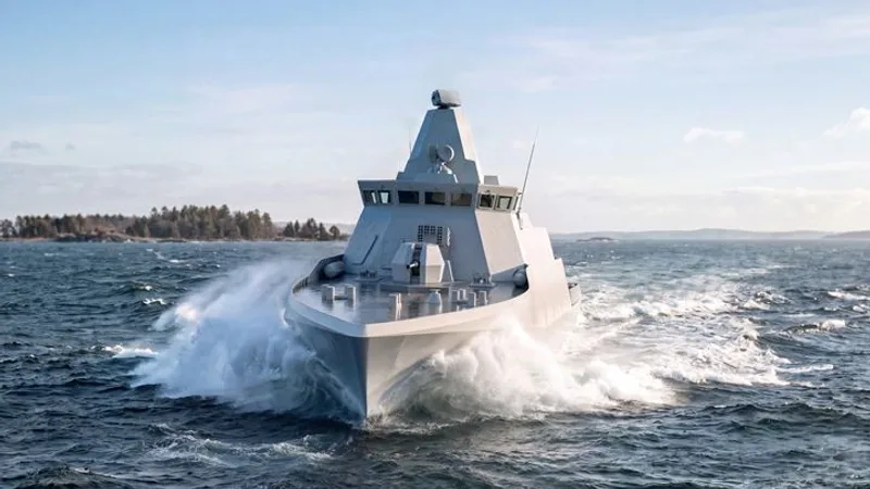 Saab stellt neues Radar Sea Giraffe AMB D für Marineeinheiten vor. Hier abgebildet eine Korvette der Visby-Klasse, gebaut von Saab Kockums.